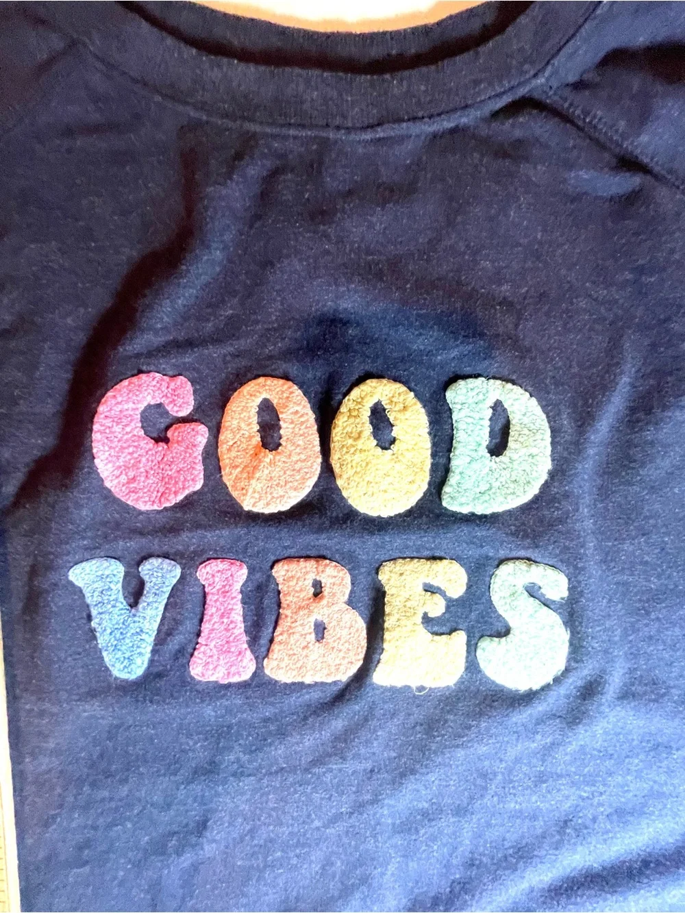 Wildfox Good Vibes Graphic Sweatshirt Women’s XXL Navy Long Sleeve Pullover